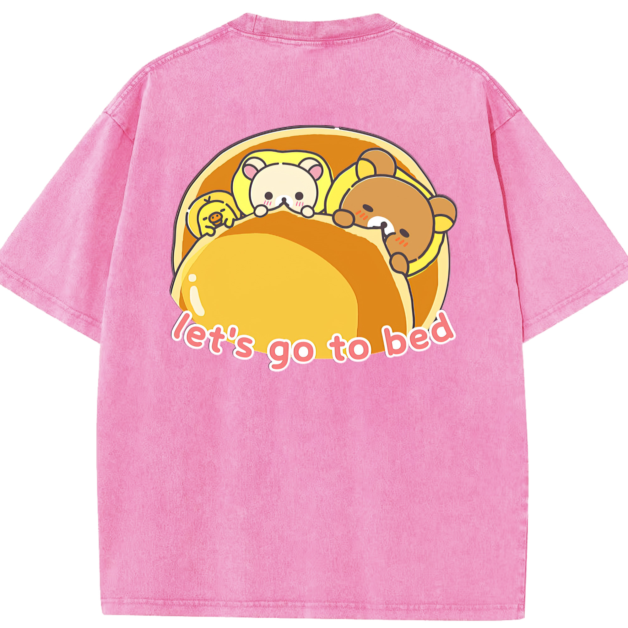 （画像用） リラックマ リラックマ キイロイトリ Rilakkuma Korilakkuma Kiiroitori 綿100% ヴィンテージ風 半袖Tシャツ（背面プリント）